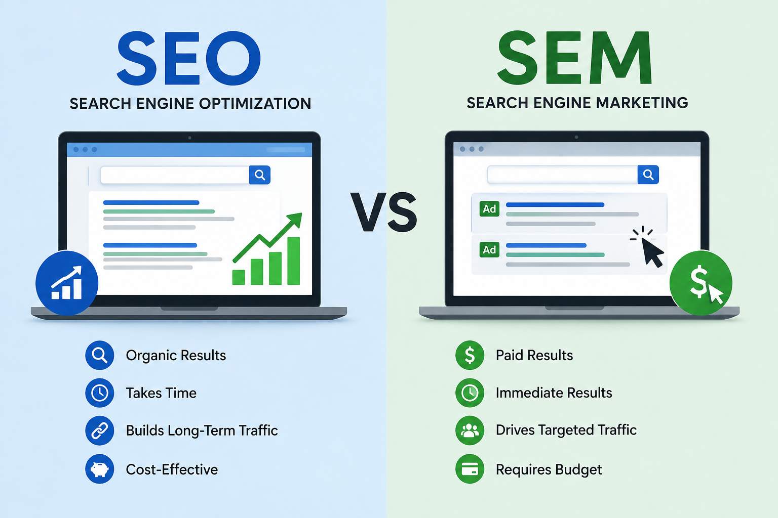 difference between seo and sem